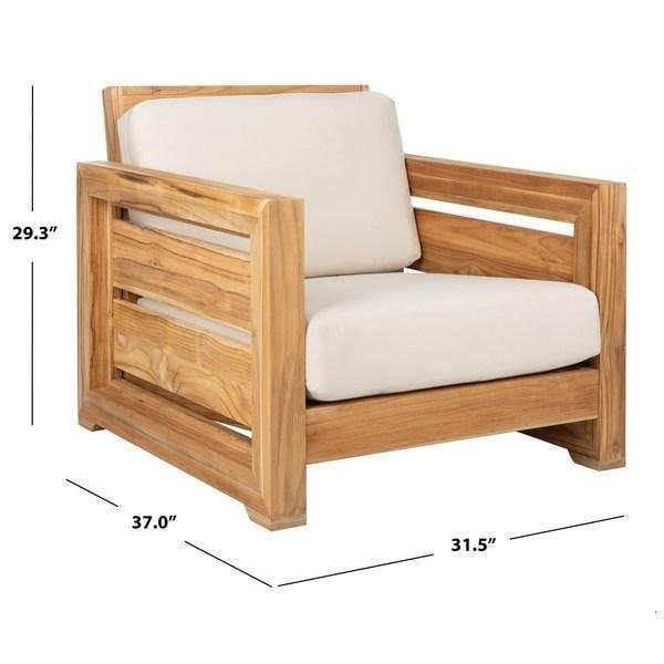 Safavieh Guadeloupe Outdoor Teak Club Chair, Natural & White - CPT1007A