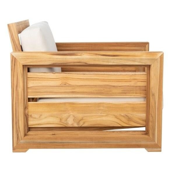 Safavieh Guadeloupe Outdoor Teak Club Chair, Natural & White - CPT1007A