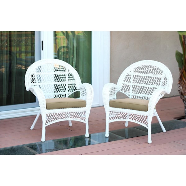 Propation W00209-C-2-FS006-CS White Wicker Chair with Tan Cushion - PR1081374