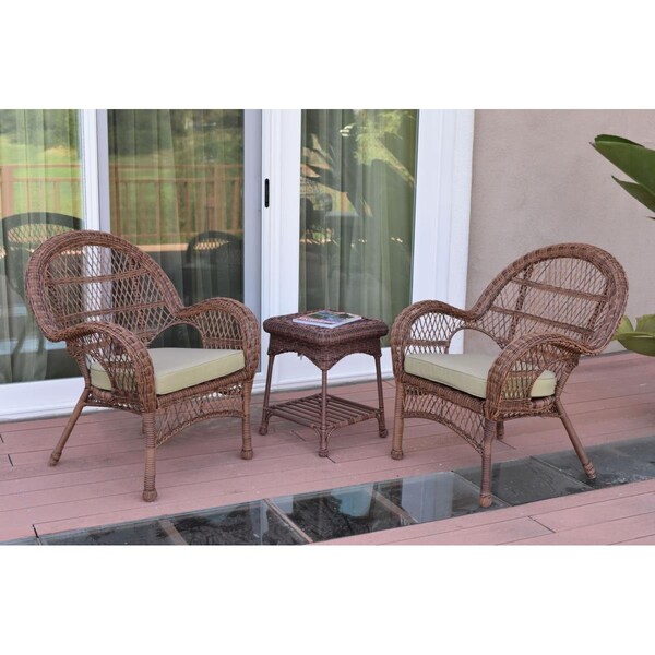 Propation W00210-2-CES006 3 Piece Santa Maria Honey Wicker Chair Set; Tan Cushion - PR1081394