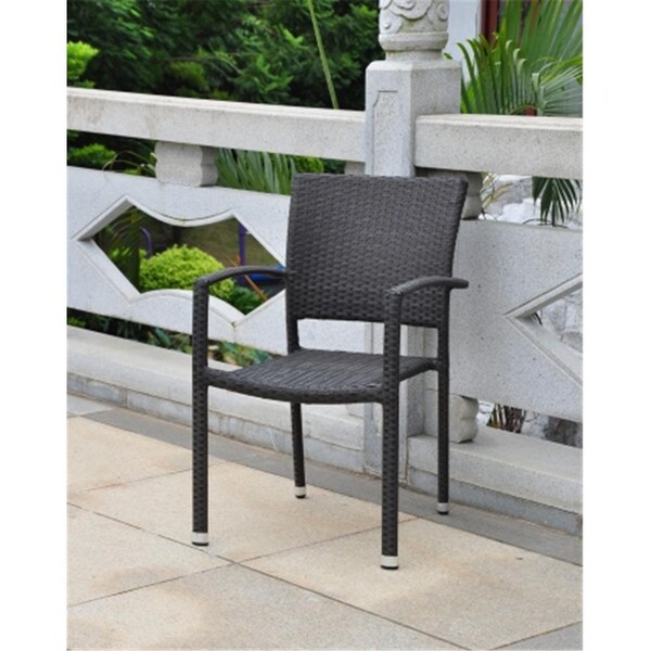 International Caravan 4210-SQ-BKA Bardelona Resin Wicker Square Back Dining Chair - Black - 4210-SQ-1CH-BKA