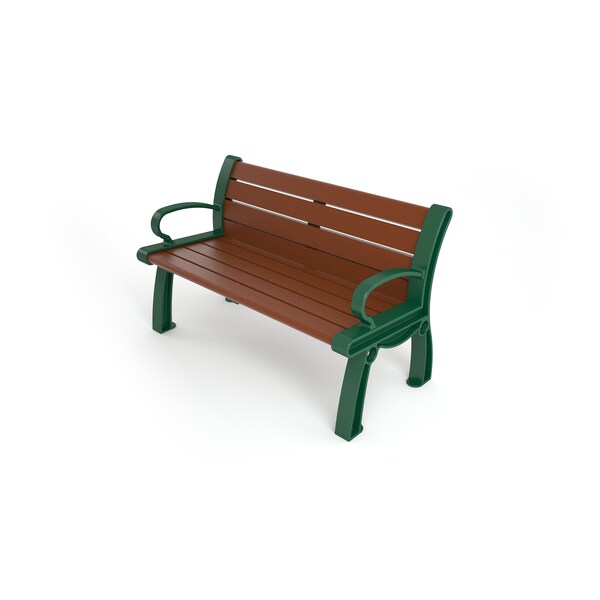 Frog Furnishings Brown 4' Heritage Bench with Green Frame - PB 4BROGFHER