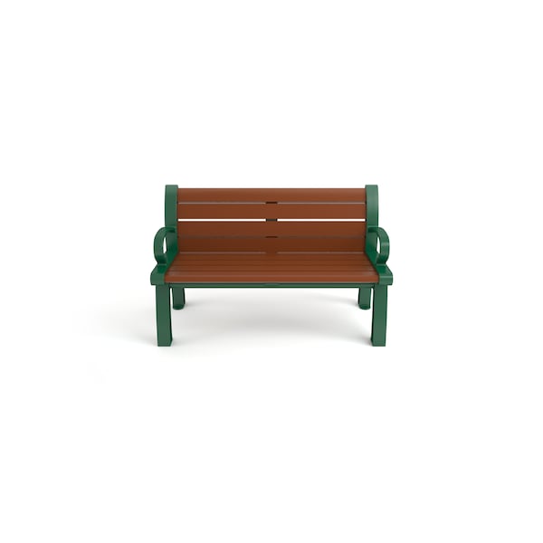 Frog Furnishings Brown 4' Heritage Bench with Green Frame - PB 4BROGFHER