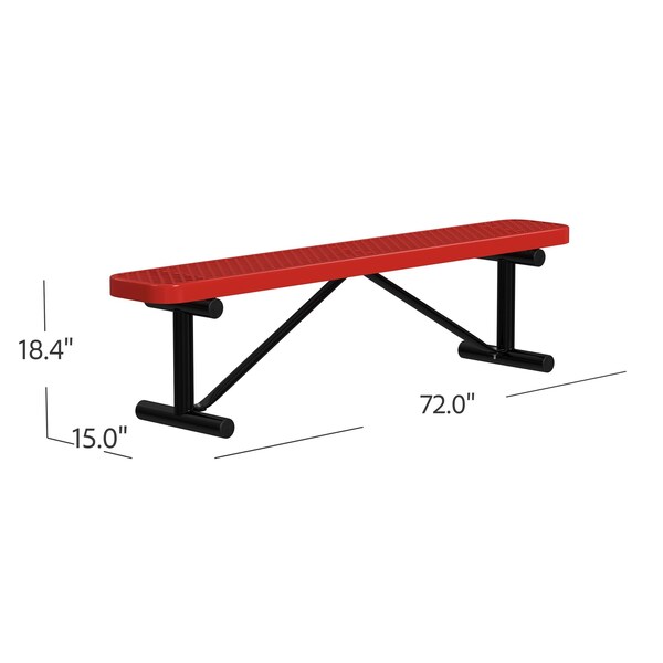 Leisure Craft Leisure Craft 6 FT Outdoor Bench without Back, Portable, Red - B6XPP-RED