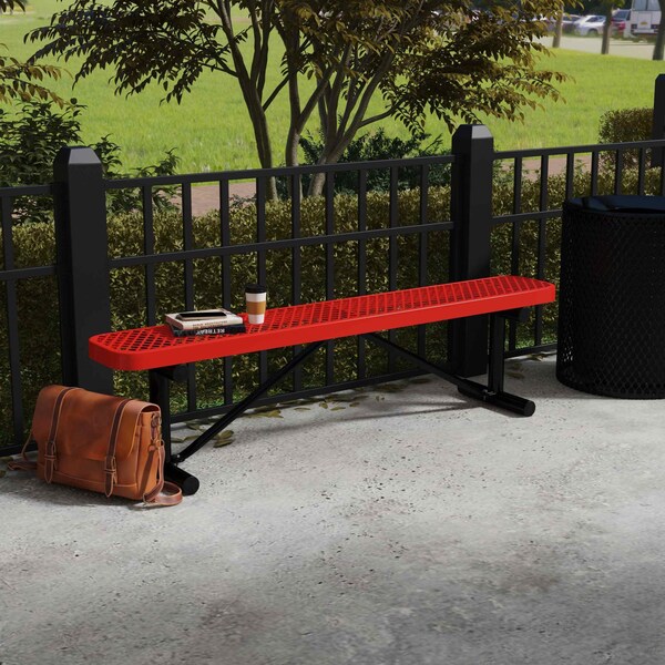 Leisure Craft Leisure Craft 6 FT Outdoor Bench without Back, Portable, Red - B6XPP-RED
