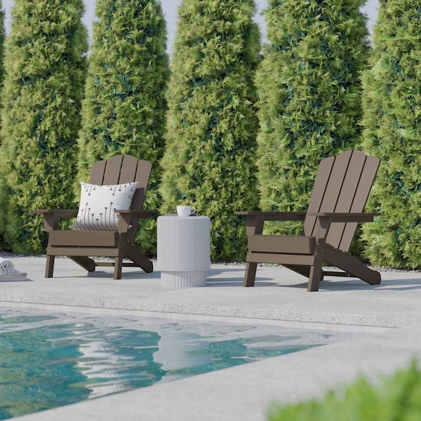 Flash Furniture Brown Adirondack Patio Chairs with Cupholder, 4PK - 4-LE-HMP-1044-10-BR-GG