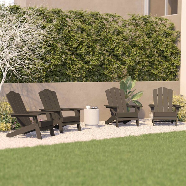 Flash Furniture Brown Adirondack Patio Chairs with Cupholder, 4PK - 4-LE-HMP-1044-10-BR-GG