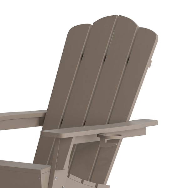 Flash Furniture Brown Adirondack Patio Chairs with Cupholder, 4PK - 4-LE-HMP-1044-10-BR-GG