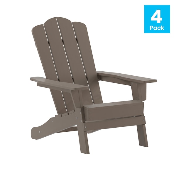 Flash Furniture Brown Adirondack Patio Chairs with Cupholder, 4PK - 4-LE-HMP-1044-10-BR-GG