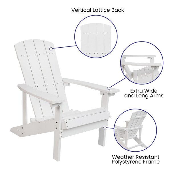 Flash Furniture White Adirondack Chairs with Teal Cushions, 2PK - 2-JJ-C14501-CSNTL-WH-GG