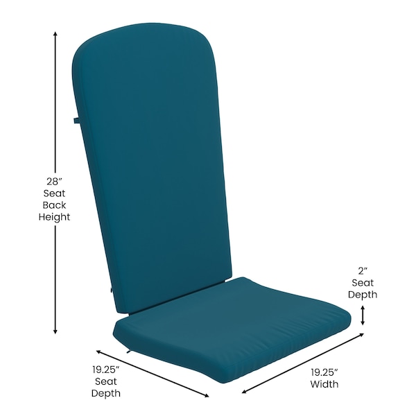 Flash Furniture White Adirondack Chairs with Teal Cushions, 2PK - 2-JJ-C14501-CSNTL-WH-GG