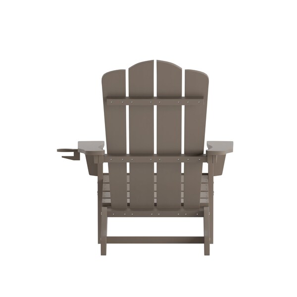 Flash Furniture Brown Adirondack Patio Chairs with Cupholder, 2PK - 2-LE-HMP-1044-10-BR-GG
