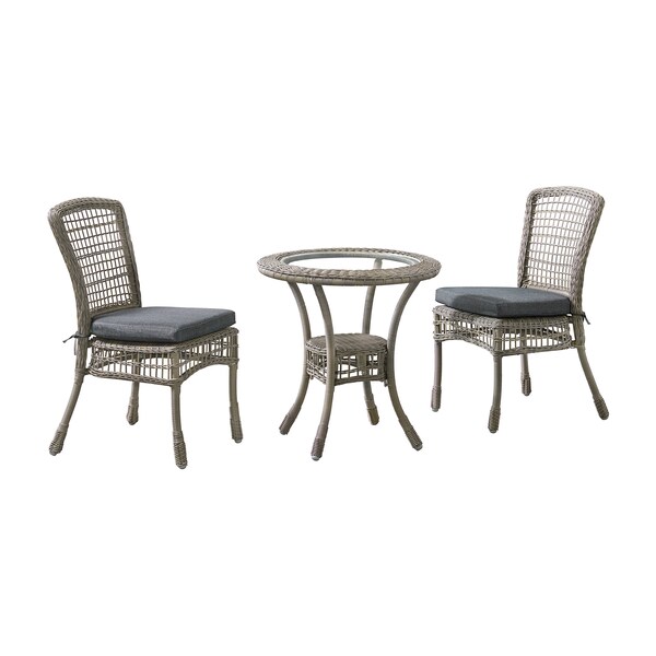 Alaterre Furniture Carolina All-Weather Wicker 3-Piece Dining Set with Bistro Dining Table and Two Dining Chairs - AWWM016MM