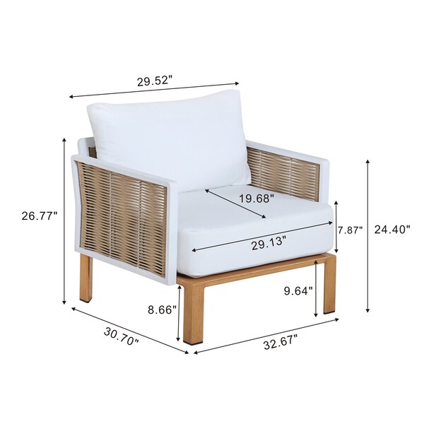 Manhattan Comfort Vine 4-Piece Patio Conversation Set in Cream - OD-CV029-CR