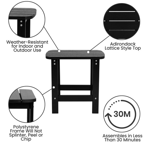 Flash Furniture Black Adirondack Rockers & 1 Side Table, PK 4 - JJ-C14705-4-T14001-BK-GG