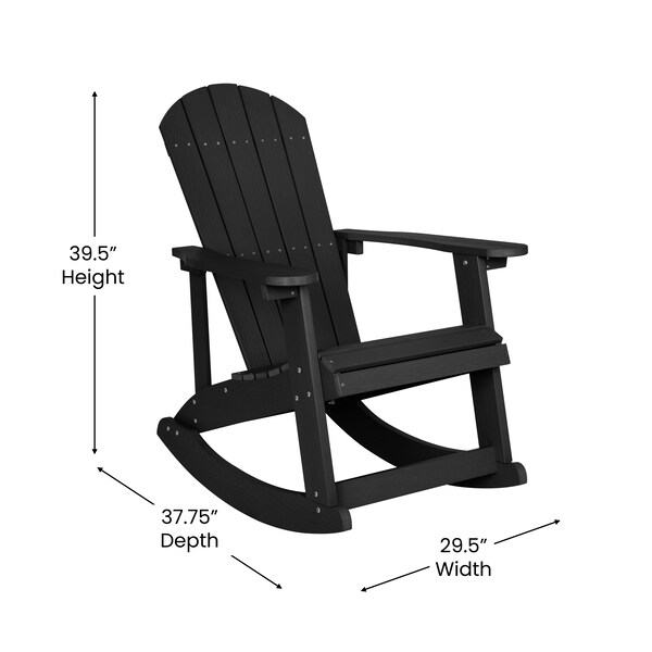 Flash Furniture Black Adirondack Rockers & 1 Side Table, PK 4 - JJ-C14705-4-T14001-BK-GG