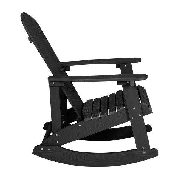 Flash Furniture Black Adirondack Rockers & 1 Side Table, PK 4 - JJ-C14705-4-T14001-BK-GG
