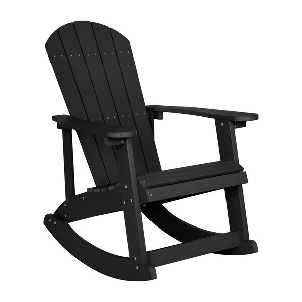 Flash Furniture Black Adirondack Rockers & 1 Side Table, PK 4 - JJ-C14705-4-T14001-BK-GG