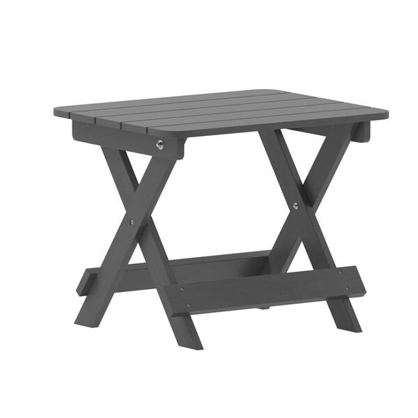 Flash Furniture Monterey 3-Pc Adirondack Set w/2 Adjustable HDPE Loungers w/Cup Holders and Folding Side Table, Gry - LE-HMP-2017-2-T1620H-GY-GG