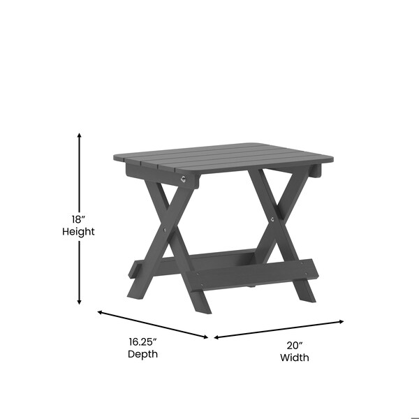 Flash Furniture Monterey 3-Pc Adirondack Set w/2 Adjustable HDPE Loungers w/Cup Holders and Folding Side Table, Gry - LE-HMP-2017-2-T1620H-GY-GG