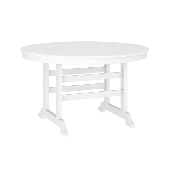 Flash Furniture Colonel Commercial Grade Indoor/Outdoor 48-in Rnd Recycled HDPE Adirondack Dining Table for 4, Wht - LE-HMP-248-01-WHT-GG