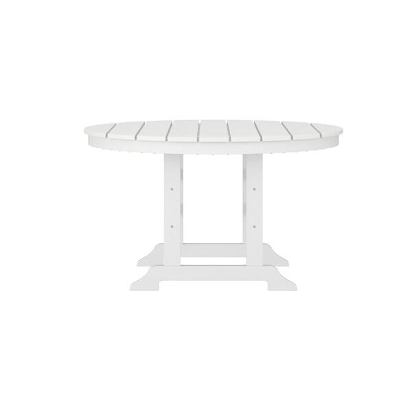 Flash Furniture Colonel Commercial Grade Indoor/Outdoor 48-in Rnd Recycled HDPE Adirondack Dining Table for 4, Wht - LE-HMP-248-01-WHT-GG