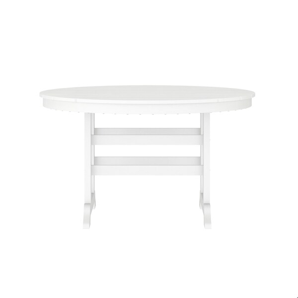 Flash Furniture Colonel Commercial Grade Indoor/Outdoor 48-in Rnd Recycled HDPE Adirondack Dining Table for 4, Wht - LE-HMP-248-01-WHT-GG