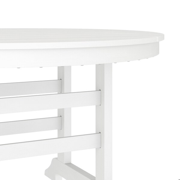 Flash Furniture Colonel Commercial Grade Indoor/Outdoor 48-in Rnd Recycled HDPE Adirondack Dining Table for 4, Wht - LE-HMP-248-01-WHT-GG