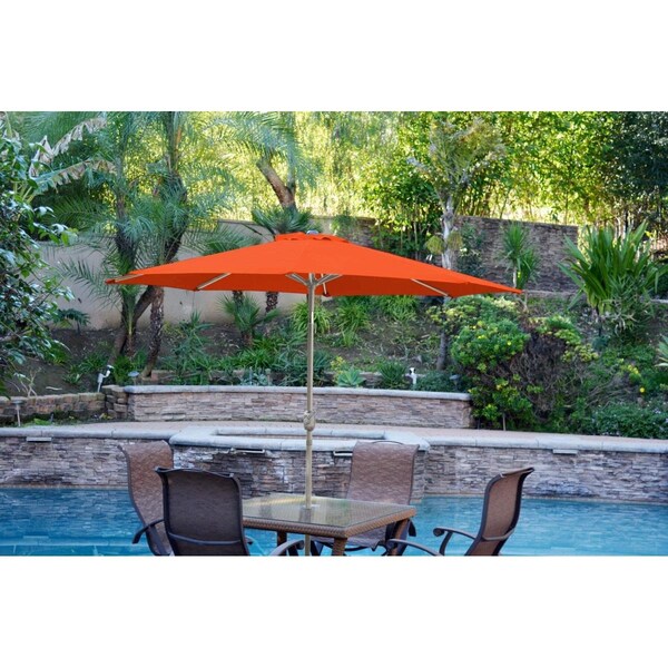 Propation 9 ft. Aluminum Patio Market Umbrella Tilt with Crank - Orange Fabric & Grey Pole - PR1081286