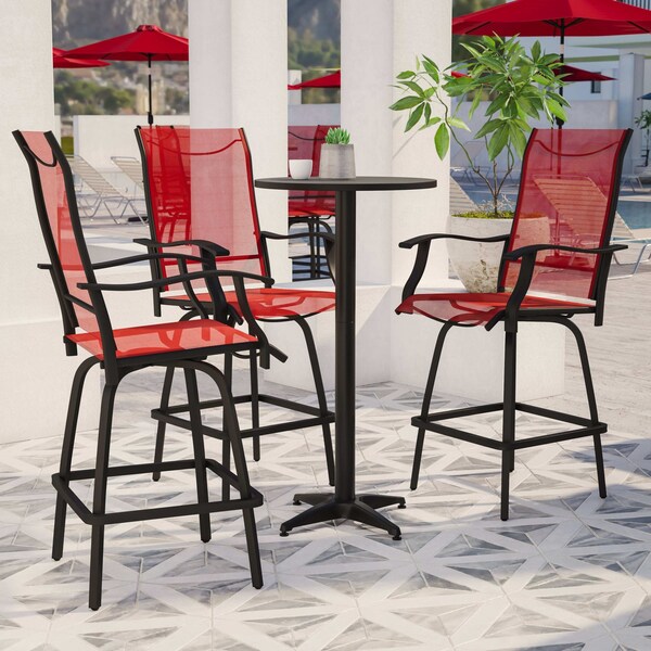 Flash Furniture Outdoor Stool - 30 inch Patio Bar Stool, Red, 2PK - 2-ET-SWVLPTO-30-RD-GG