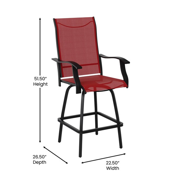 Flash Furniture Outdoor Stool - 30 inch Patio Bar Stool, Red, 2PK - 2-ET-SWVLPTO-30-RD-GG