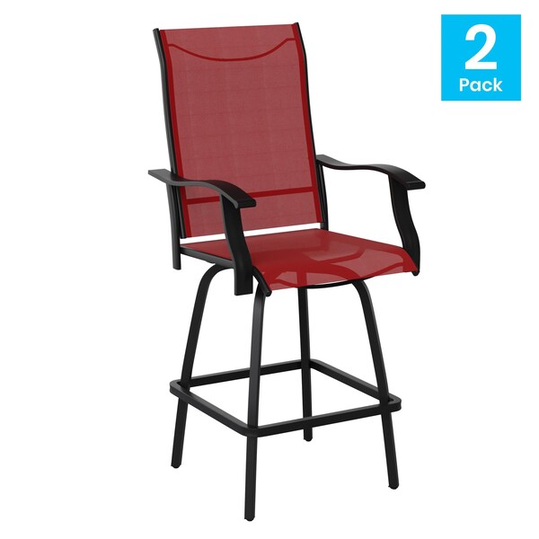 Flash Furniture Outdoor Stool - 30 inch Patio Bar Stool, Red, 2PK - 2-ET-SWVLPTO-30-RD-GG