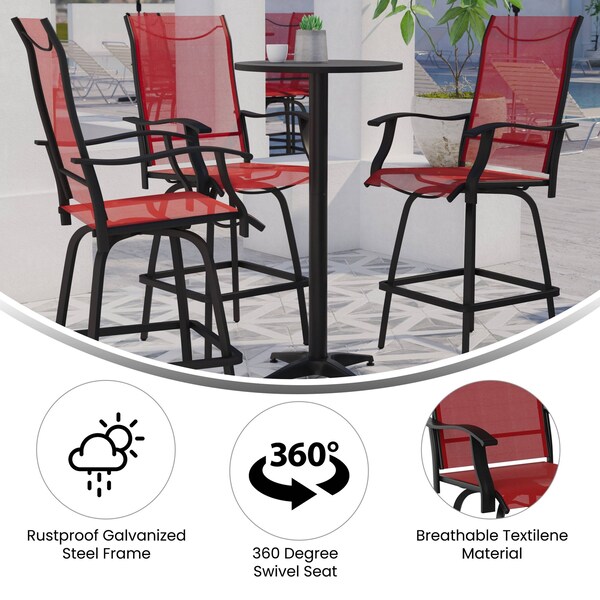 Flash Furniture Outdoor Stool - 30 inch Patio Bar Stool, Red, 2PK - 2-ET-SWVLPTO-30-RD-GG