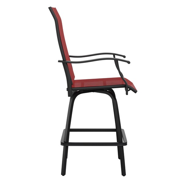 Flash Furniture Outdoor Stool - 30 inch Patio Bar Stool, Red, 2PK - 2-ET-SWVLPTO-30-RD-GG