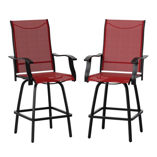 Flash Furniture Outdoor Stool - 30 inch Patio Bar Stool, Red, 2PK - 2-ET-SWVLPTO-30-RD-GG