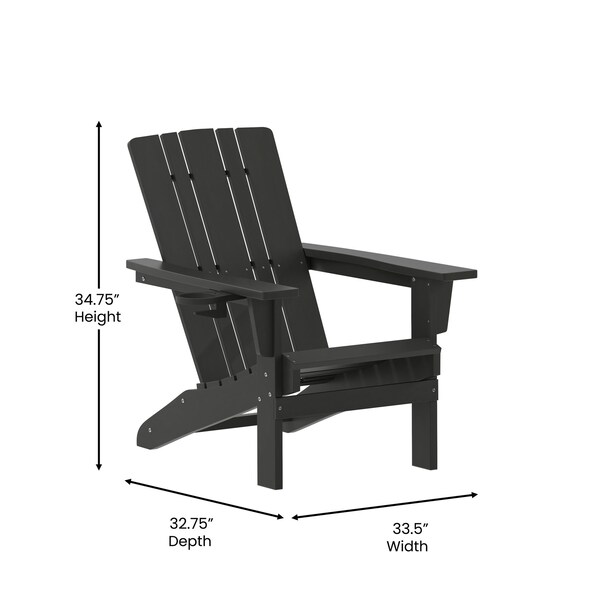 Flash Furniture Black Adirondack Patio Chair with Cupholder - LE-HMP-1045-10-BK-GG