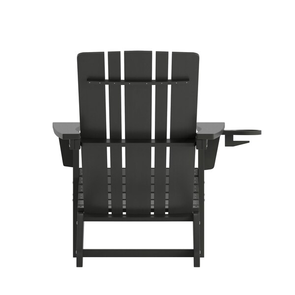 Flash Furniture Black Adirondack Patio Chair with Cupholder - LE-HMP-1045-10-BK-GG