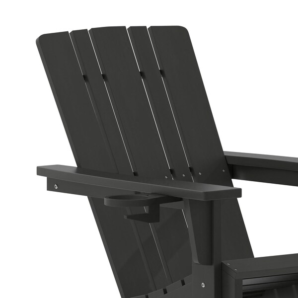 Flash Furniture Black Adirondack Patio Chair with Cupholder - LE-HMP-1045-10-BK-GG