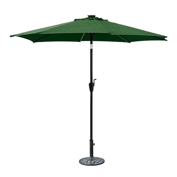 Propation 9 ft. Aluminum Umbrella with Crank & Solar Guide Tubes - Black Pole & Green Fabric - PR1081266