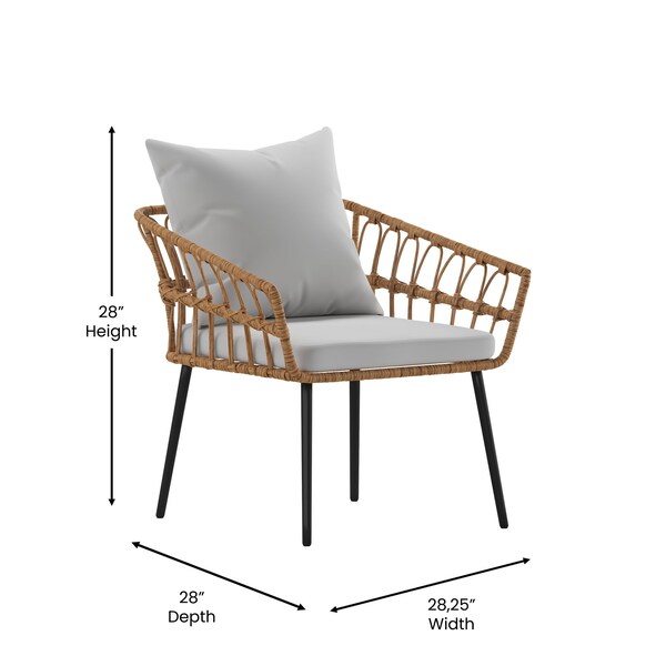 Flash Furniture Natural/Gray PE Rattan Wicker Patio Chairs, 2PK - SB-1960-CH-GY-GG