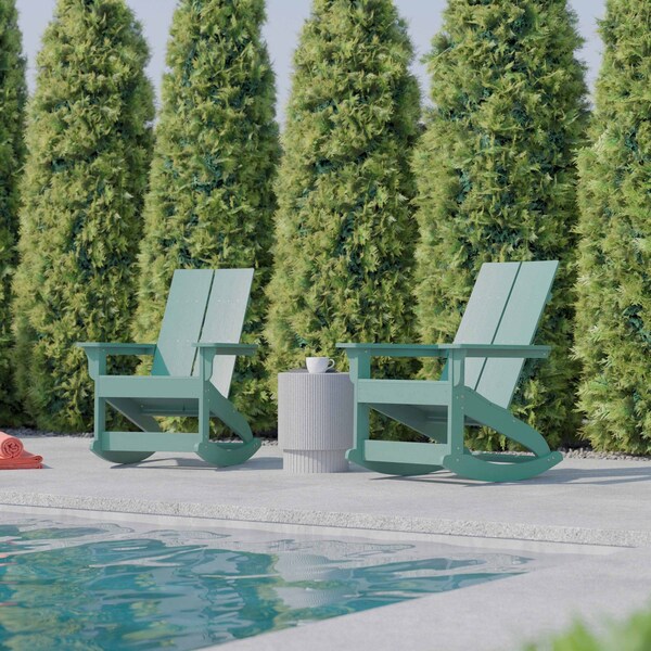 Flash Furniture Sea Foam Modern Poly Resin Adirondack Rockers, 2PK - JJ-C14709-SFM-2-GG