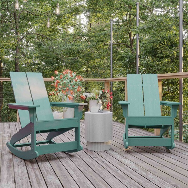 Flash Furniture Sea Foam Modern Poly Resin Adirondack Rockers, 2PK - JJ-C14709-SFM-2-GG