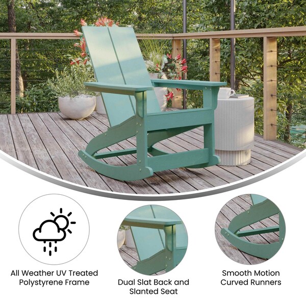 Flash Furniture Sea Foam Modern Poly Resin Adirondack Rockers, 2PK - JJ-C14709-SFM-2-GG