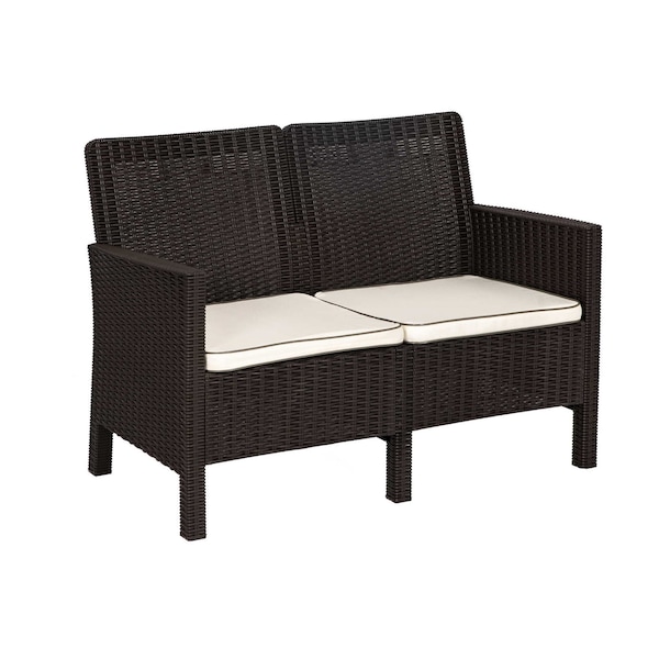 Rainbow Outdoor Nova 4-Piece Settee Set with Loveseat and Cushions-Brown - RBO-NOVA-BRW-4LS