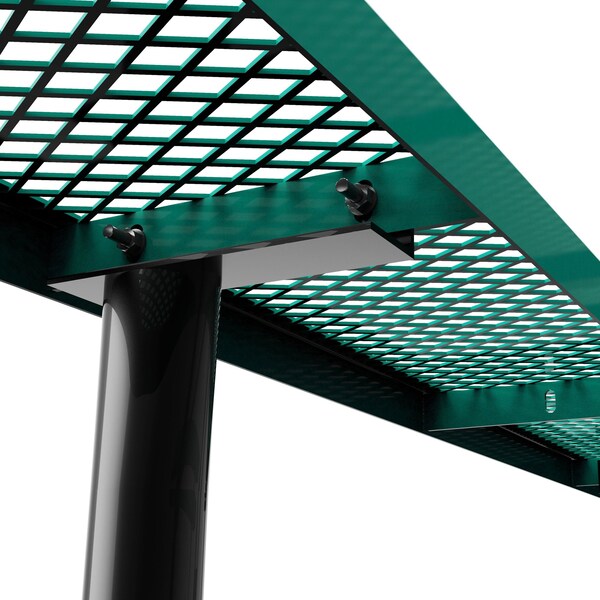 Flash Furniture Mantilla Rectangle Picnic Table, Green, Expanded Metal Mesh Top, Black Frame W/ Anchors, 8 ft L - SLF-EML96-H60L-GN-GG