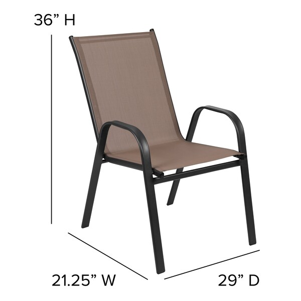 Flash Furniture 3PC Patio Set-23.5SQ Glass Table, 2 Brown Chairs - TLH-073A1303C-BN-GG