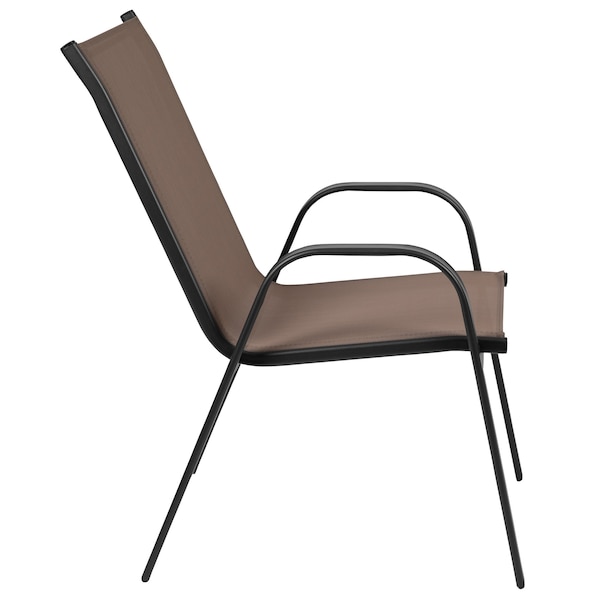 Flash Furniture 3PC Patio Set-23.5SQ Glass Table, 2 Brown Chairs - TLH-073A1303C-BN-GG