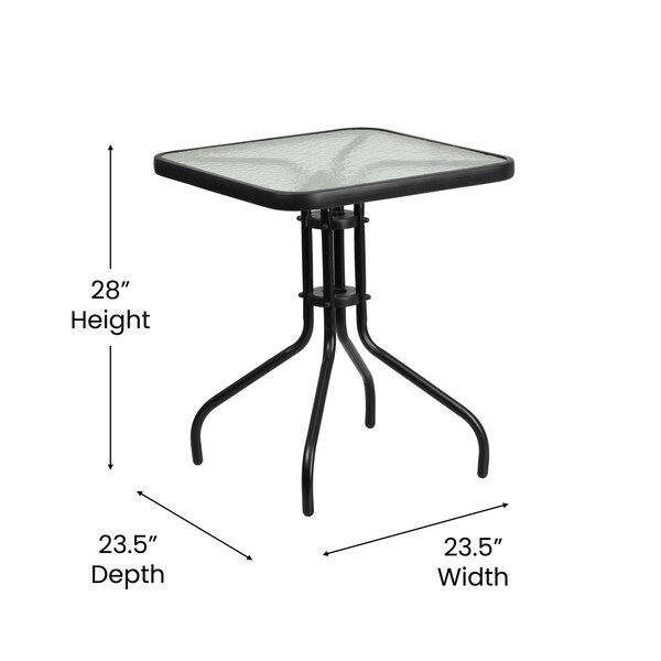 Flash Furniture 3PC Patio Set-23.5SQ Glass Table, 2 Brown Chairs - TLH-073A1303C-BN-GG