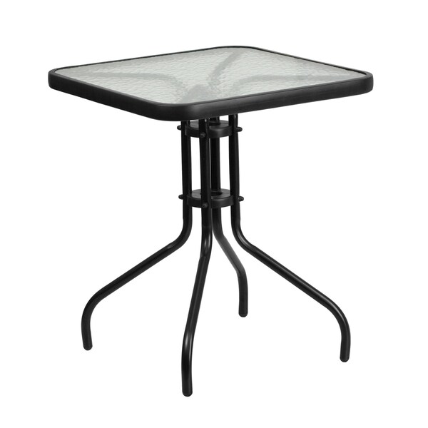 Flash Furniture 3PC Patio Set-23.5SQ Glass Table, 2 Brown Chairs - TLH-073A1303C-BN-GG