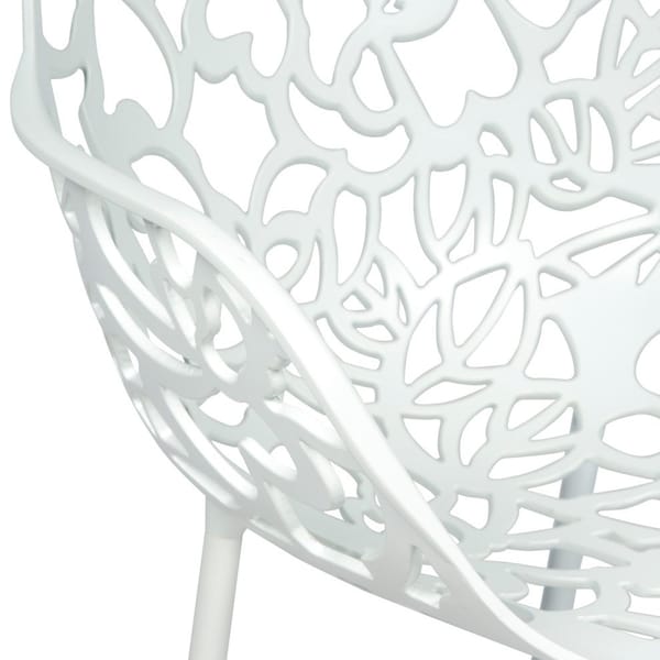 Leisuremod Devon 5-Piece Aluminum Patio Dining Set, Tempered Glass Top Table & 4 Stackable Arm Chairs, White - DT31CAW4